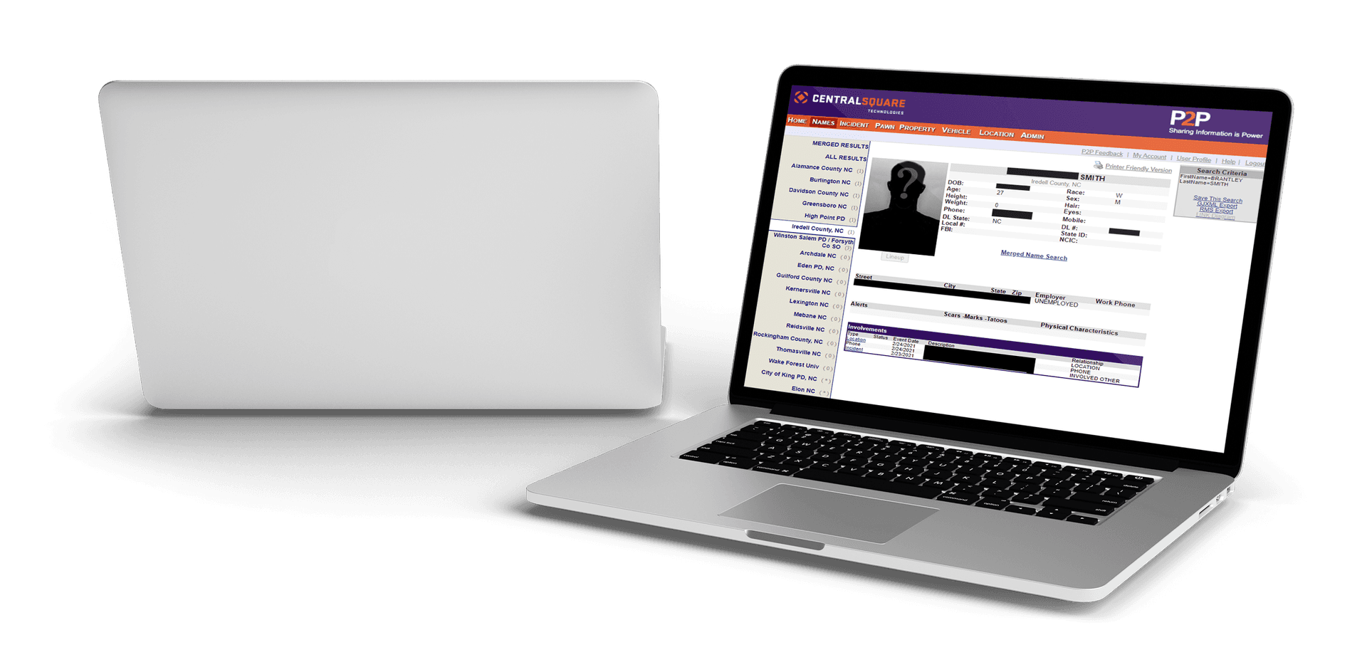 A laptop with a Police-to-Police page mockup.